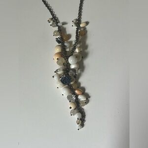 Beaded Fossil Statement Necklace